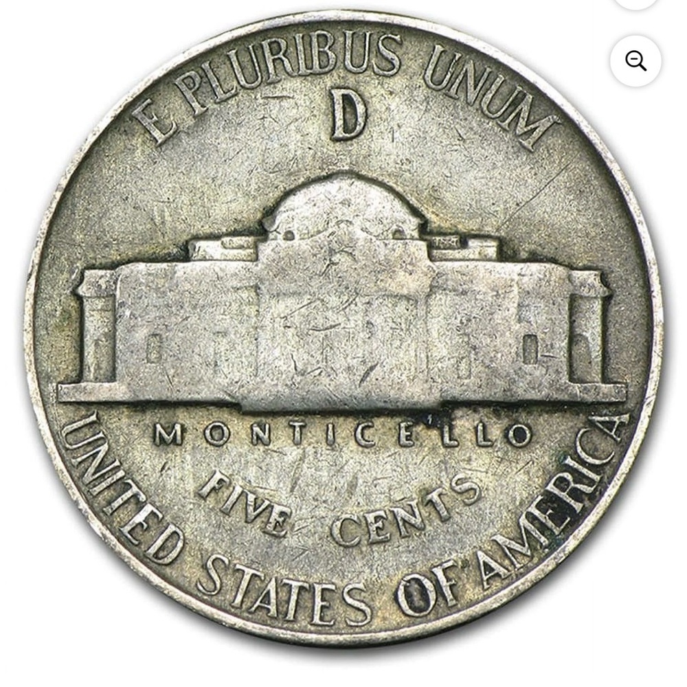 Silver ww2 Vintage Nickel Coin! - Picture 2 of 2